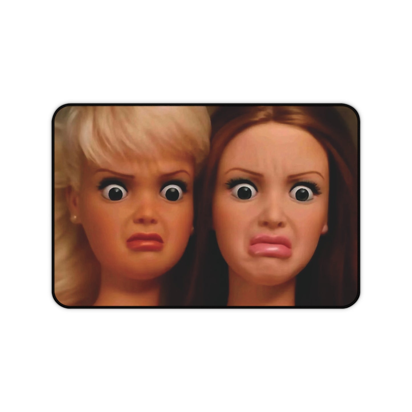 Funny Doll 2 Face Meme Quirky Reaction Mouse Pad Desk Mat