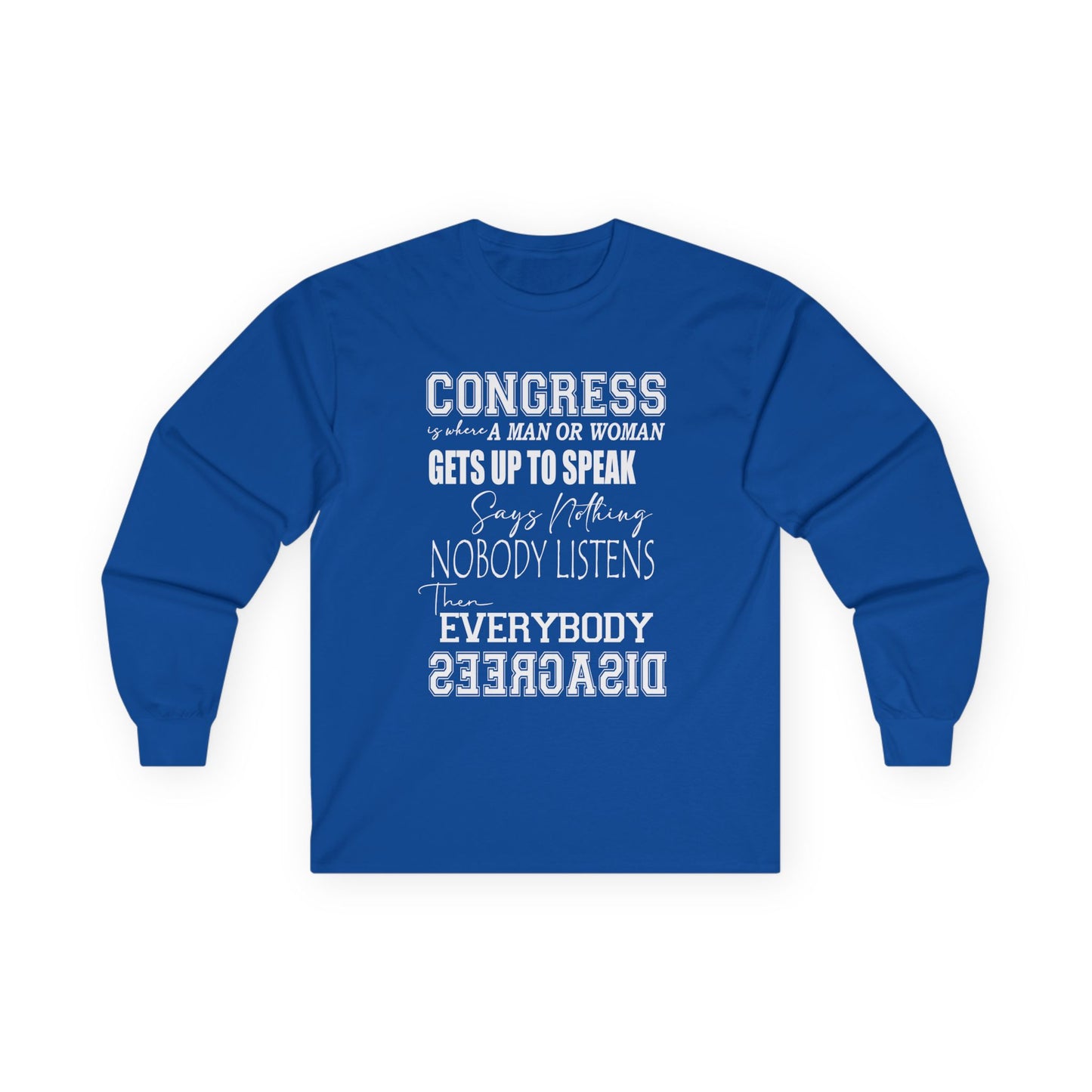 WAKE UP CONGRESS Long Sleeve Political Typography TEE