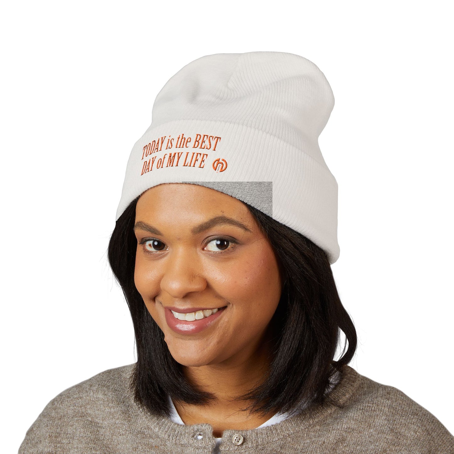 "Today Is The Best Day Of My Life" CUFF BEANIE (RED EMBROIDERY)