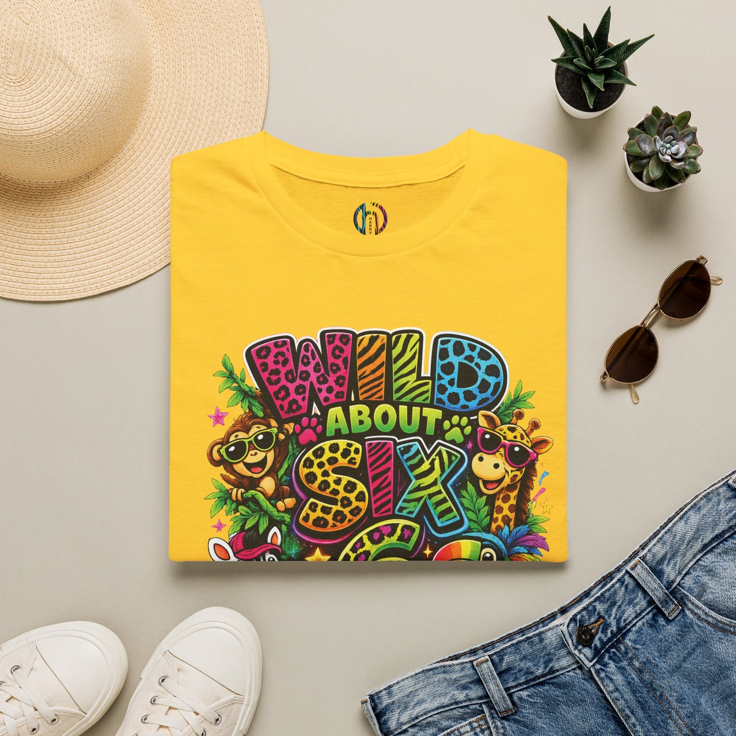 Wild About Six Customizable Kids' T-Shirt — "Kennedy's 6th Birthday" Safari Design