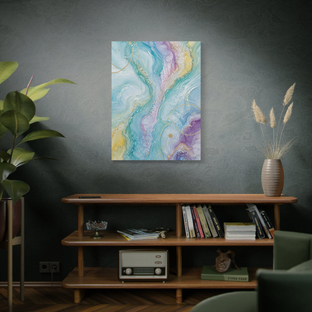 Liquid Aquamarine Pastel Geode Collection TRIPTYCH WALL ART