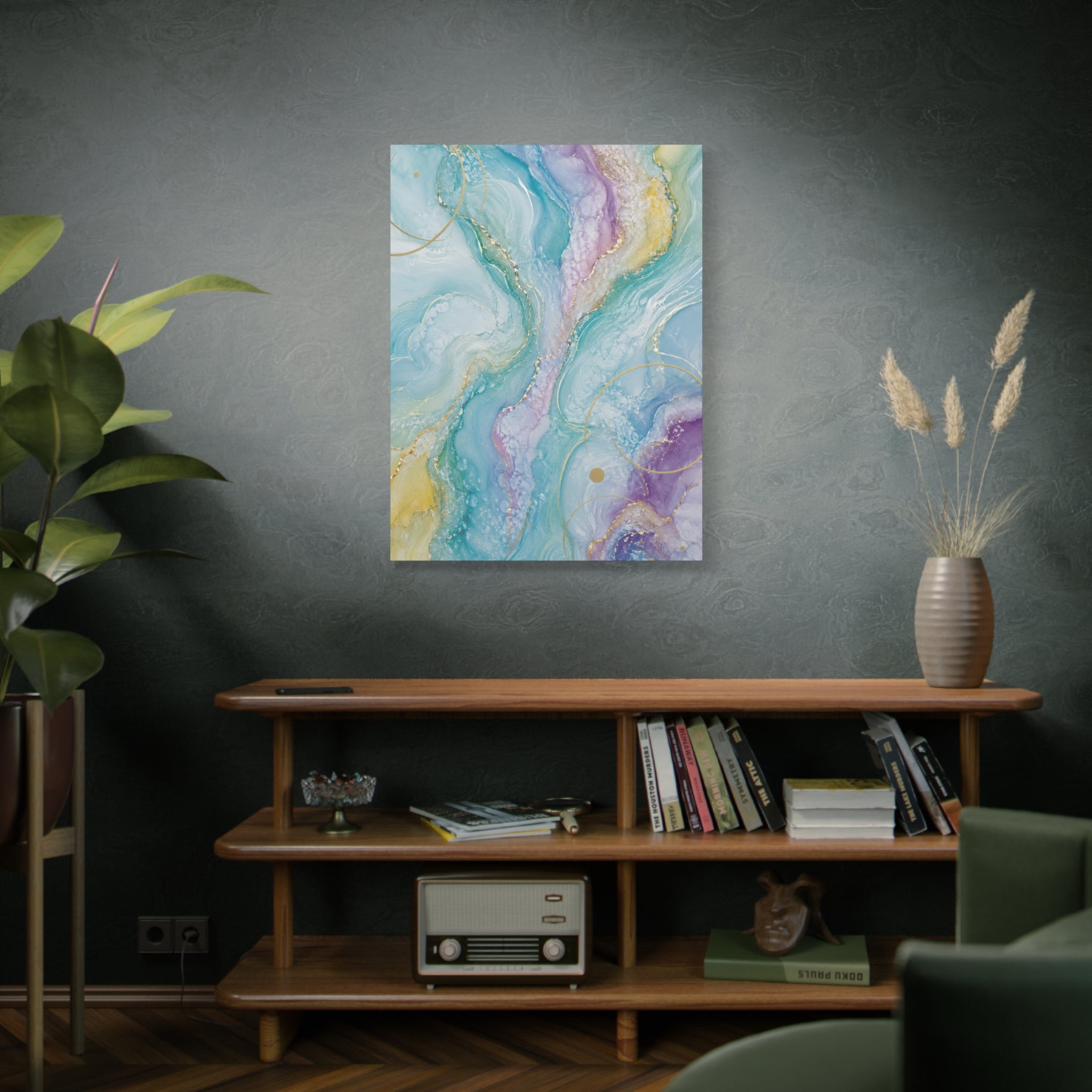 Liquid Aquamarine Pastel Geode Collection TRIPTYCH WALL ART