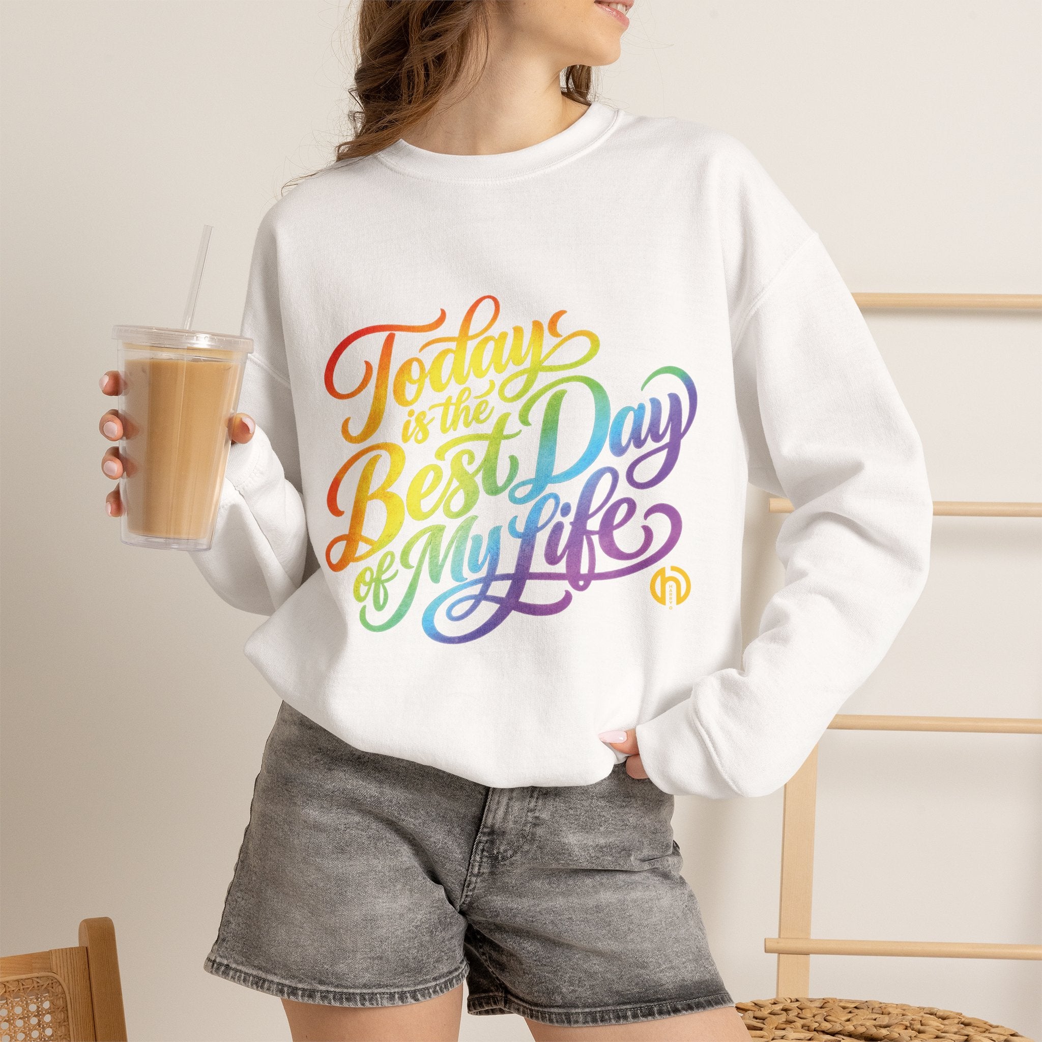 Today Is the Best Day of My Life — Morning Mantra Script Crewneck Sweatshirt