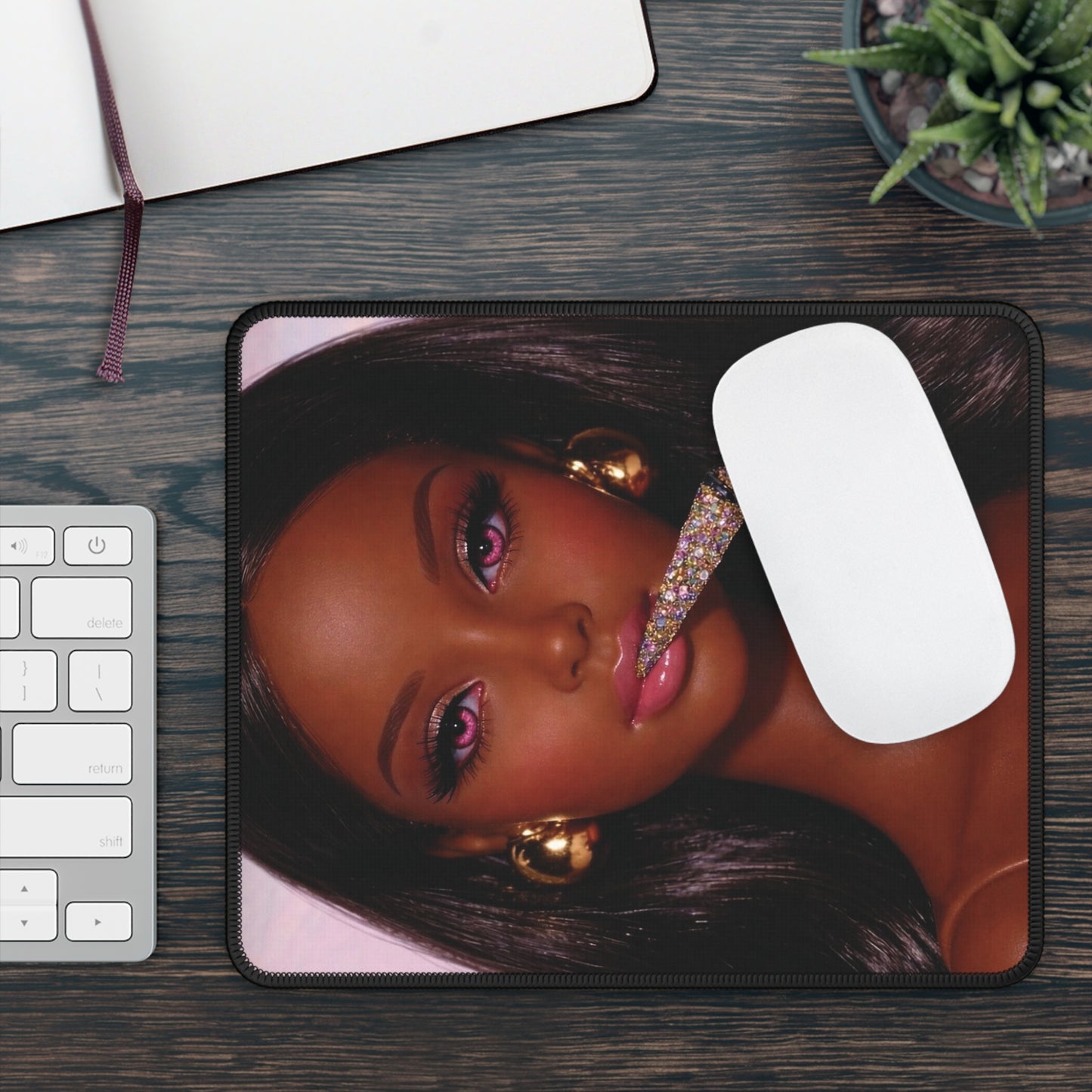 Puff Puff Bling D Funny Doll Face Gaming Mouse Pad