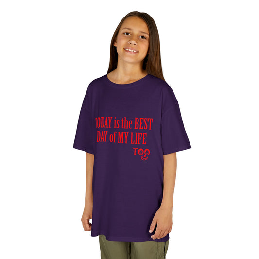 Kids T‑Shirt “Today Is the Best Day of My Life” – Positive Slogan Tee for Girls & Boys