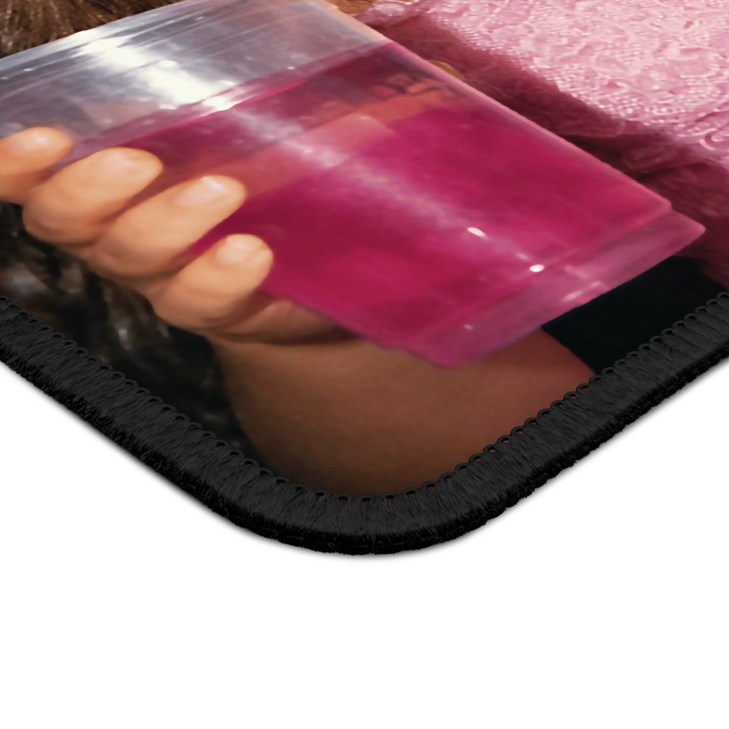 Party Party Brown in Pink Funny Doll Face Mouse Pad