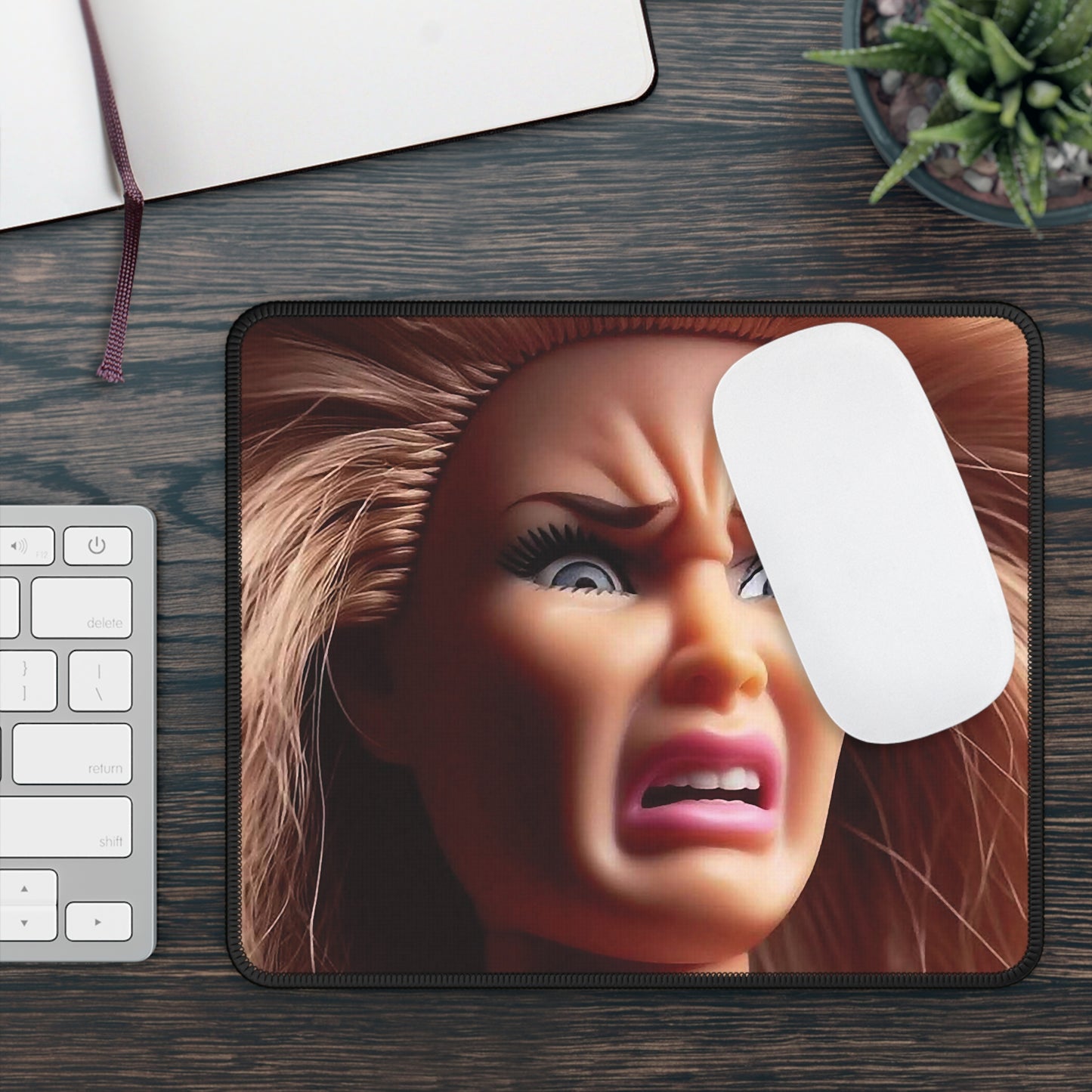 WTHECK Funny Doll Face Mouse Pad