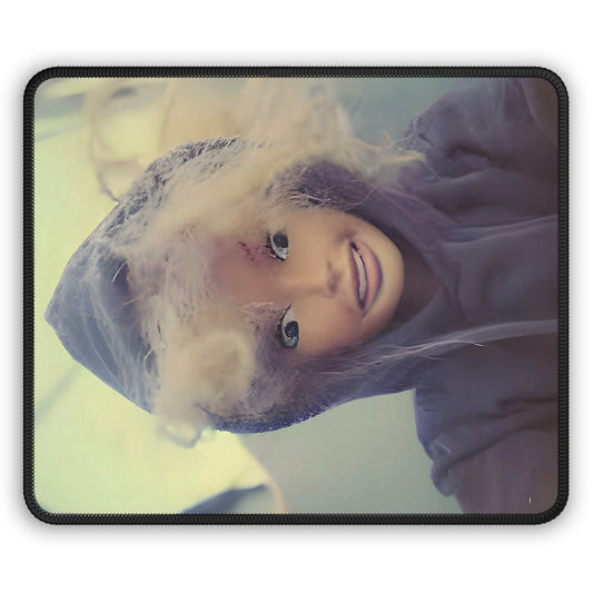 Confused Blonde in Hoodie Funny Doll Face Gaming Mouse Pad