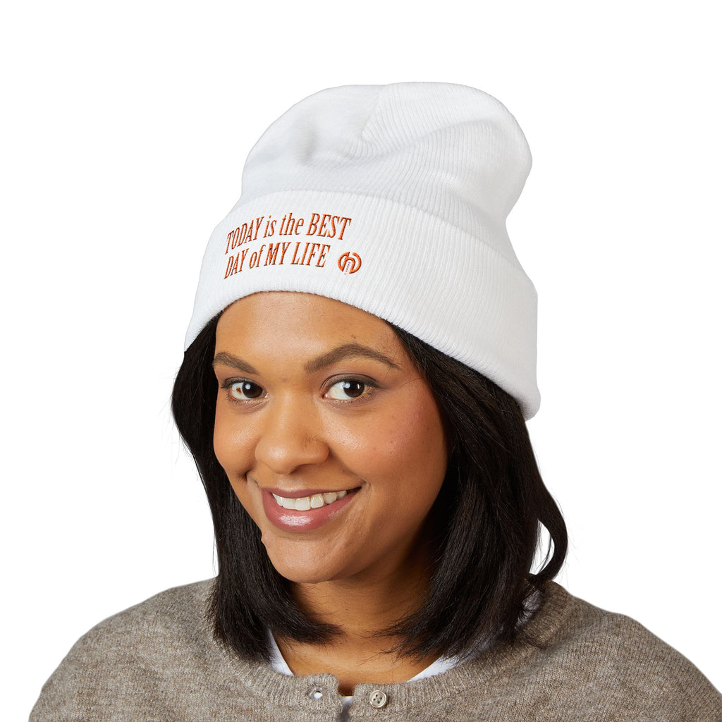 "Today Is The Best Day Of My Life" CUFF BEANIE (RED EMBROIDERY)
