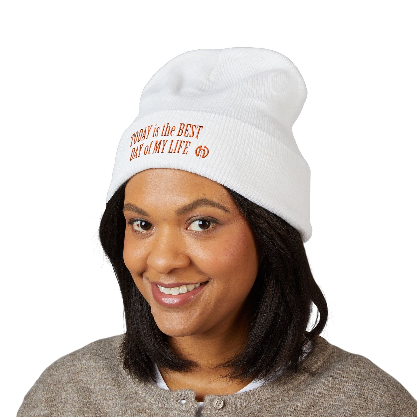 "Today Is The Best Day Of My Life" CUFF BEANIE (RED EMBROIDERY)