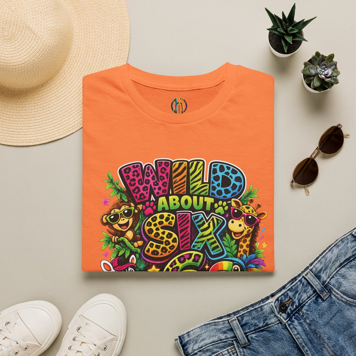 Wild About Six Customizable Kids' T-Shirt — "Kennedy's 6th Birthday" Safari Design