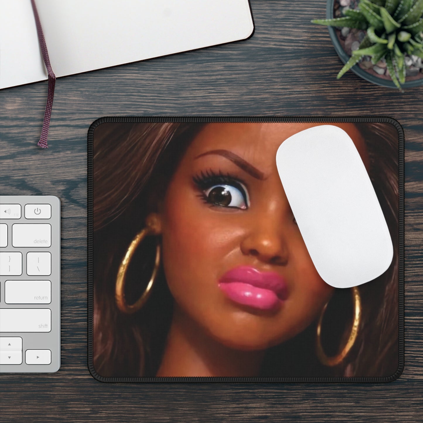 Disgusted Funny Doll Face Mouse Pad