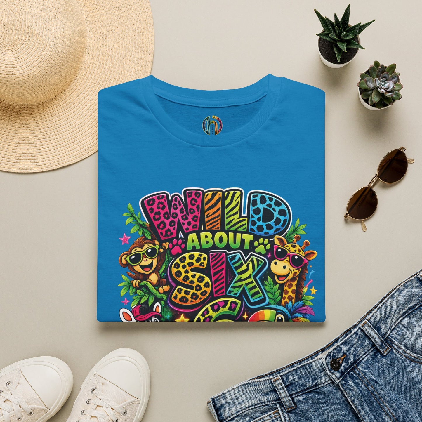Wild About Six Customizable Kids' T-Shirt — "Kennedy's 6th Birthday" Safari Design