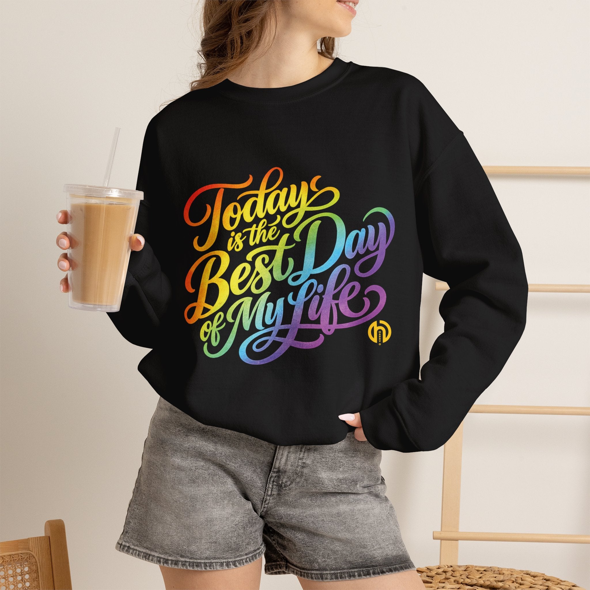 Today Is the Best Day of My Life — Morning Mantra Script Crewneck Sweatshirt