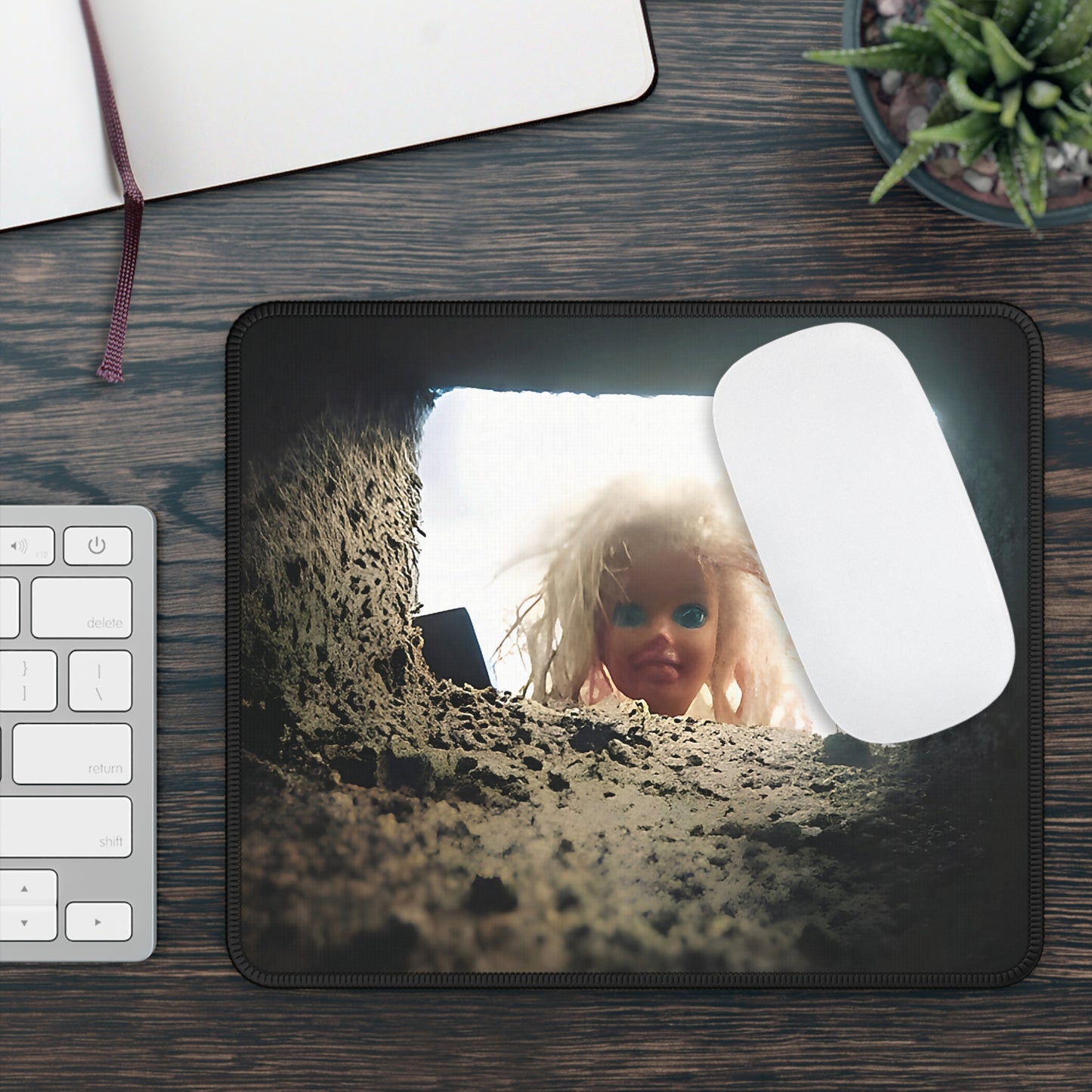 Creepy Funny Doll Face Mouse Pad