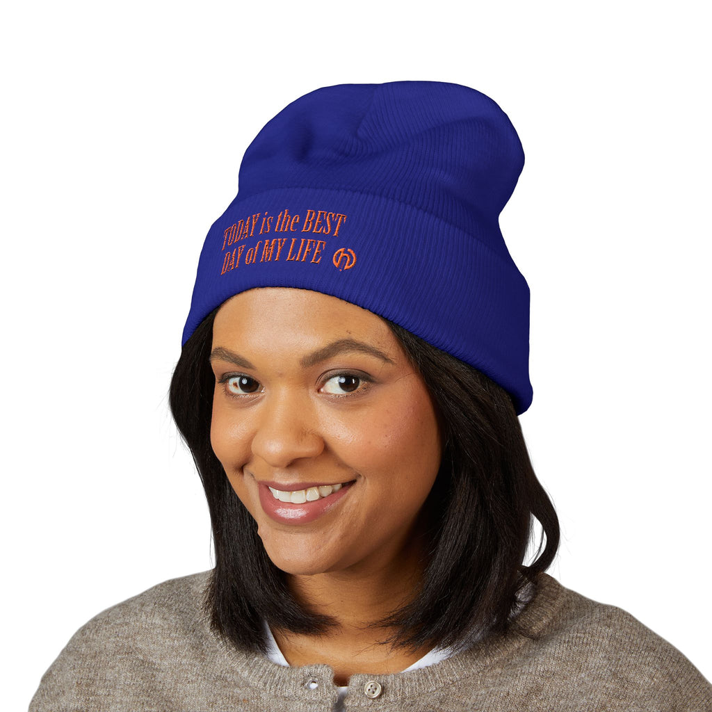 "Today Is The Best Day Of My Life" CUFF BEANIE (RED EMBROIDERY)