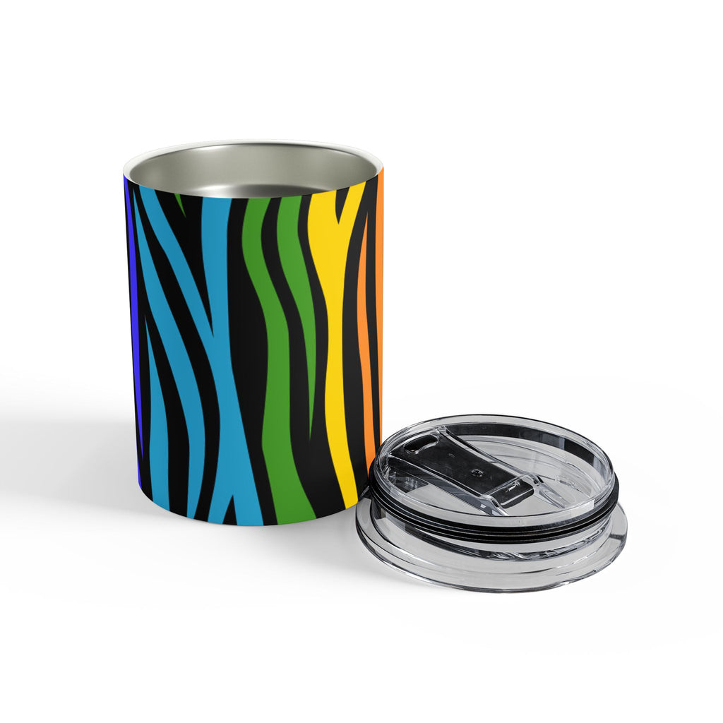 10oz Rainbow Zebra Tumbler – Insulated Travel Cup
