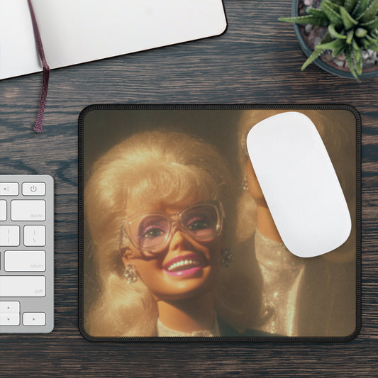 Alter Ego Blonde w Pink Glasses Funny Doll Face Gaming Mouse Pad