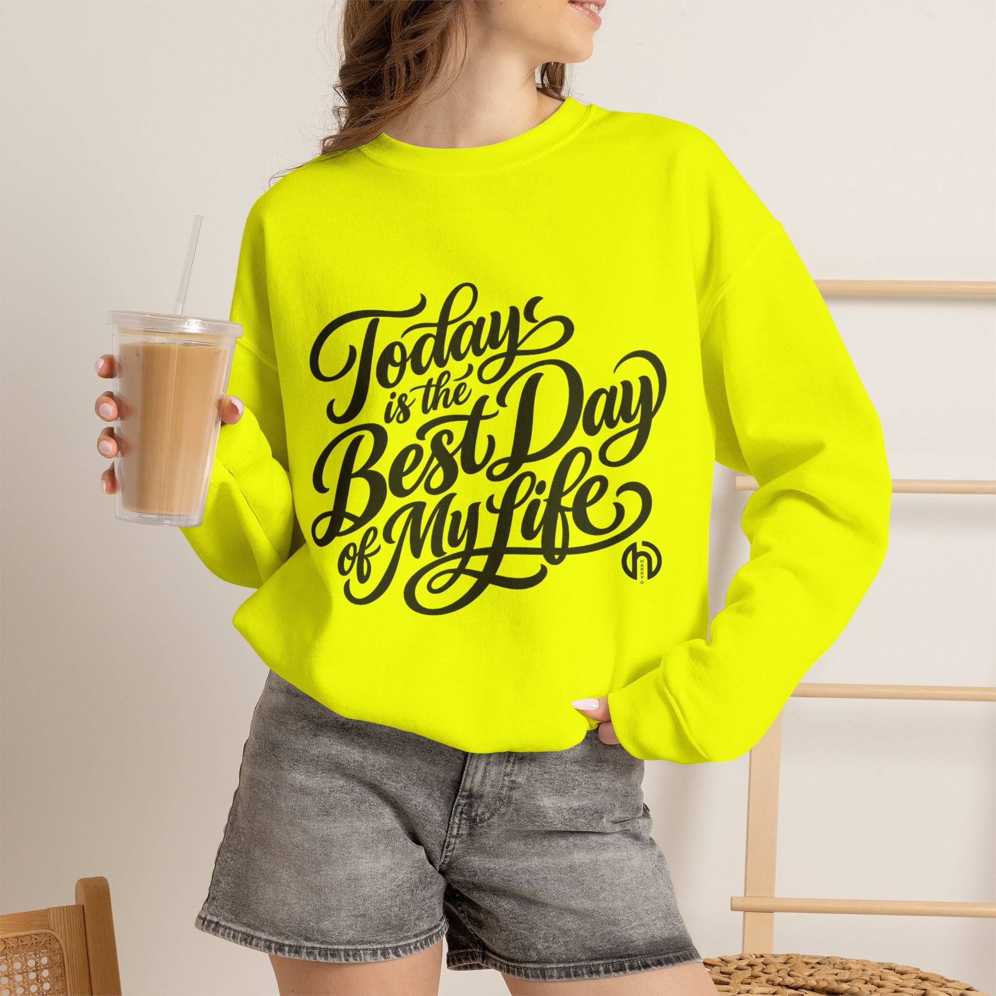Today Is the Best Day of My Life — Morning Mantra Script Crewneck Sweatshirt