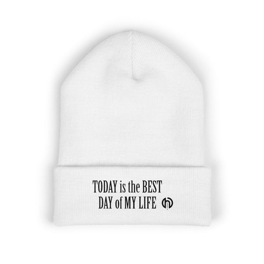 'Today Is The Best Day Of My Life' Cuffed Beanie (BLACK EMBROIDERY)
