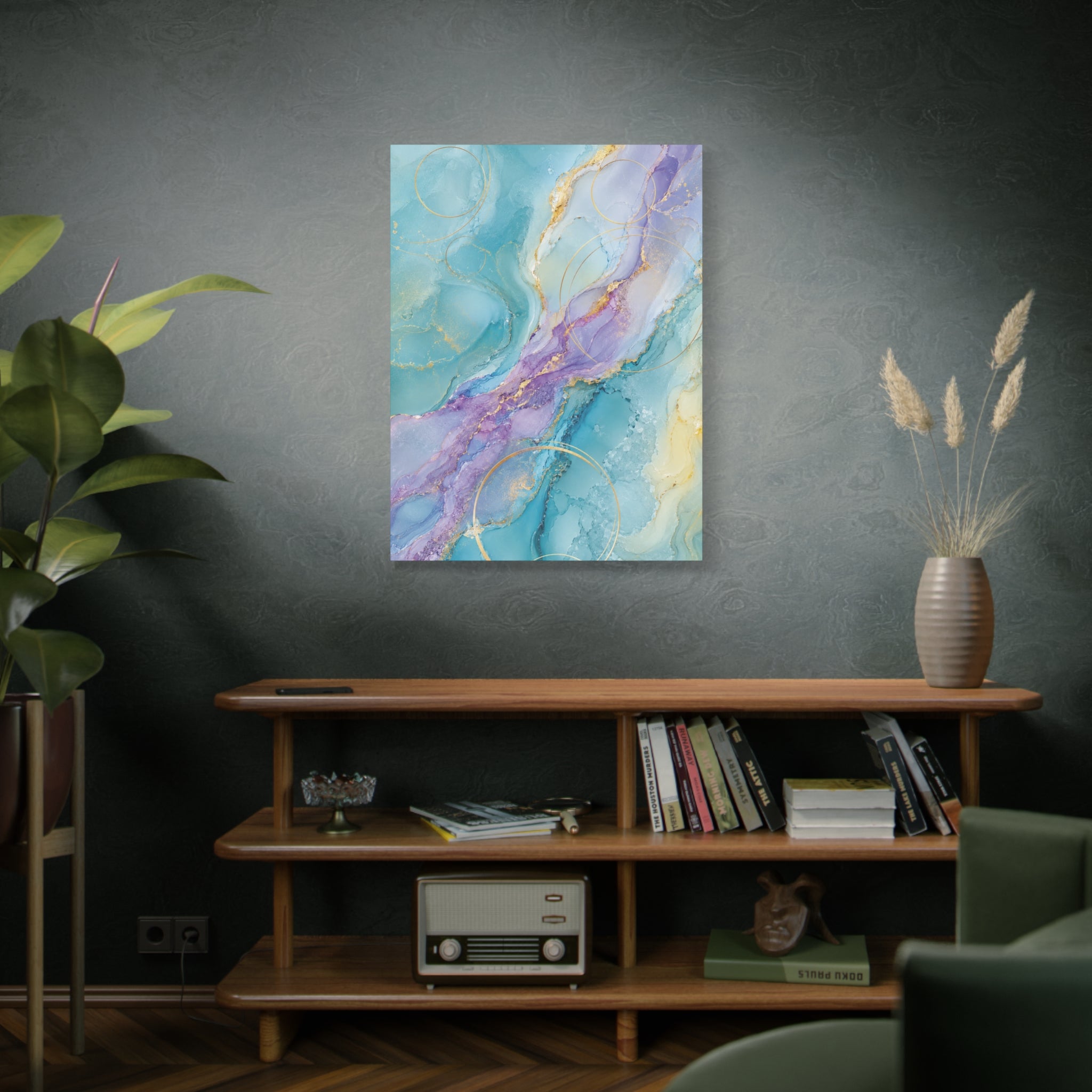 Liquid Aquamarine Pastel Geode Collection TRIPTYCH WALL ART