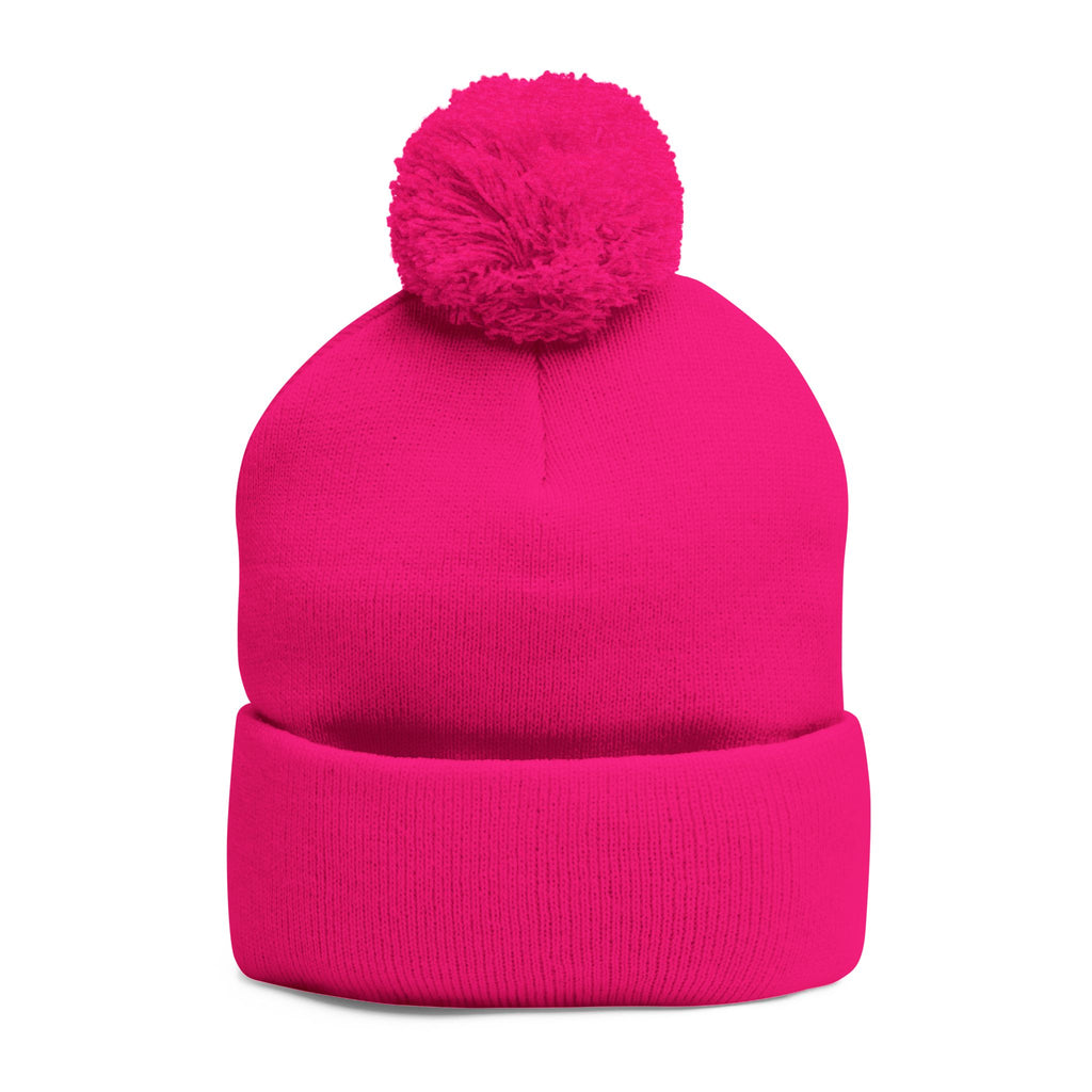 Today Is The Best Day Of My Life POM-POM KNIT Embroidered Beanie (WHITE EMBROIDERY)