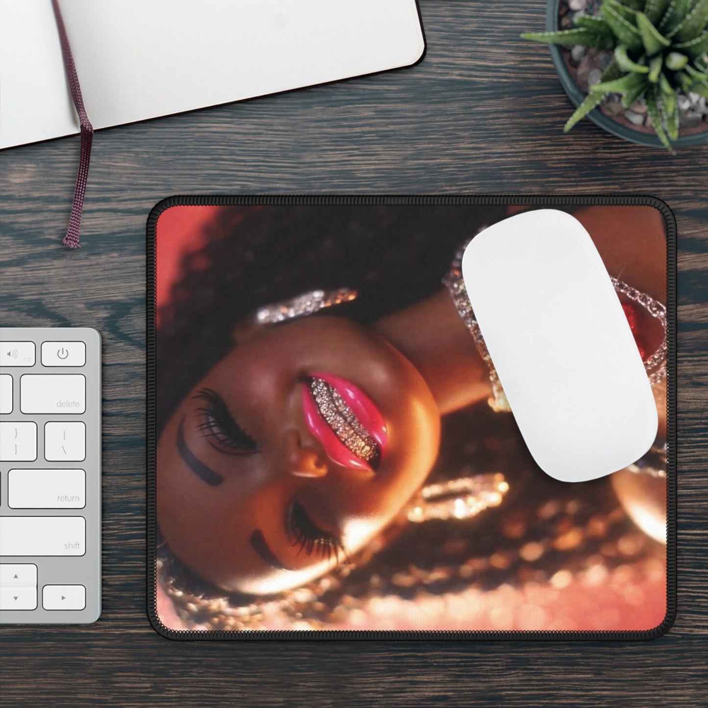 Bling Bling Teeth PINK Funny Doll Face Gaming Mouse Pad