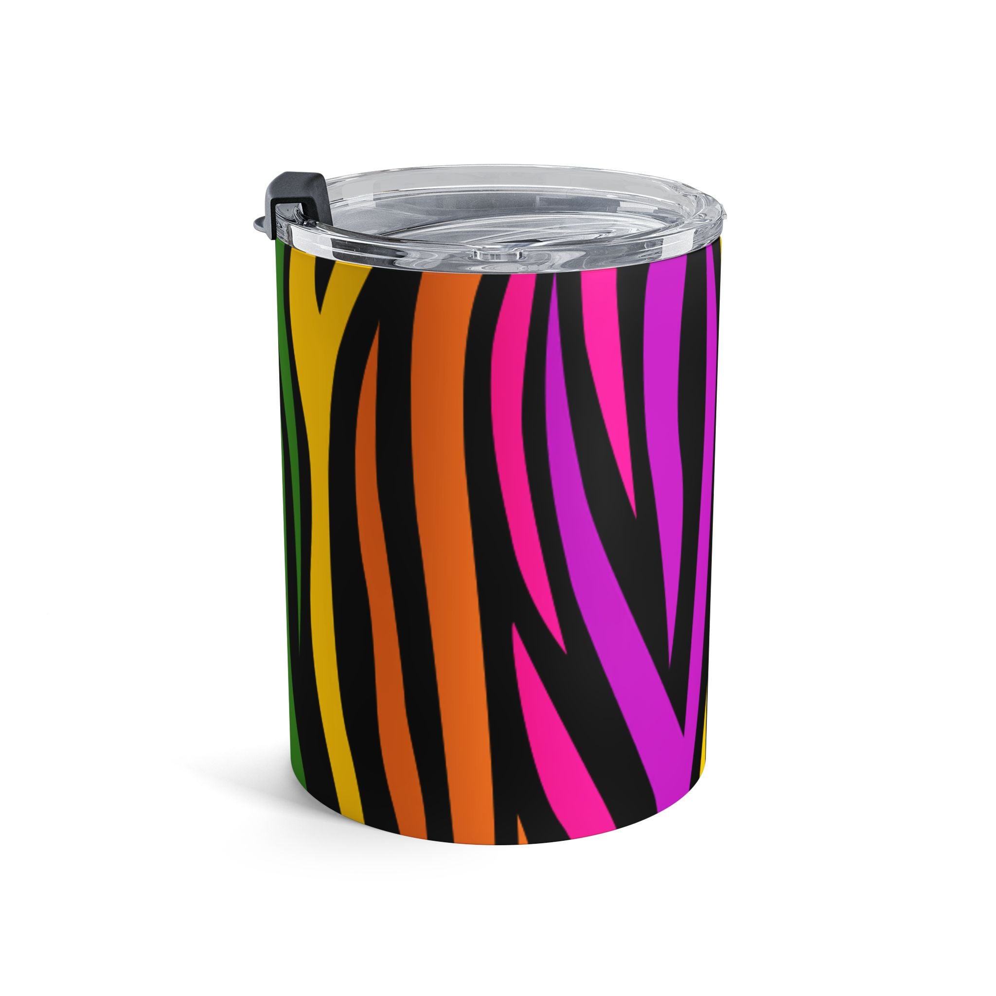 10oz Rainbow Zebra Tumbler – Insulated Travel Cup