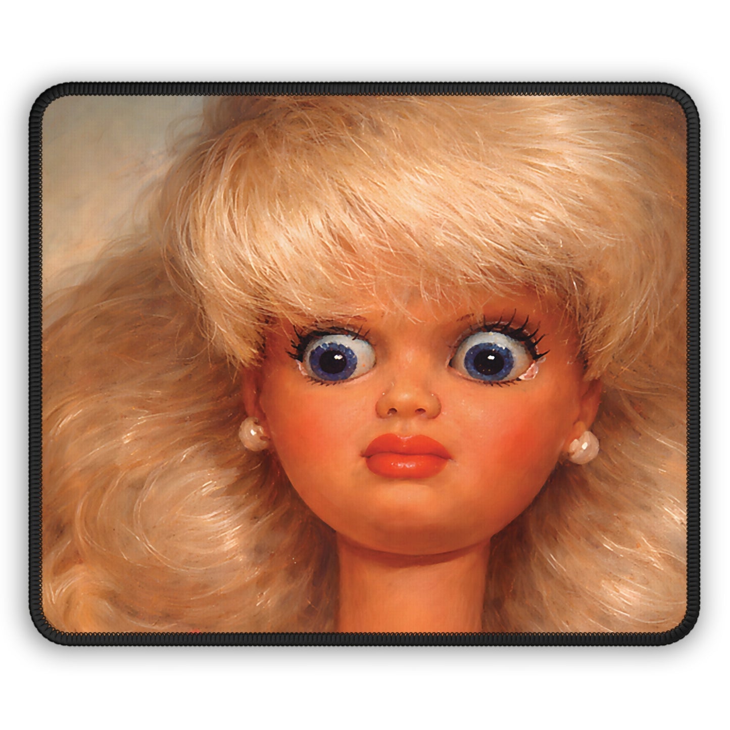Startled Funny Doll Face Mouse Pad