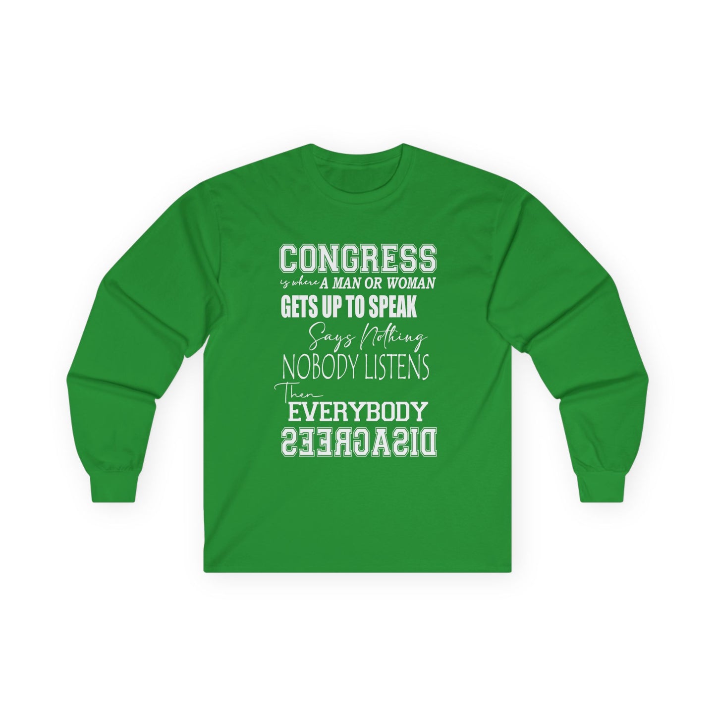 WAKE UP CONGRESS Long Sleeve Political Typography TEE