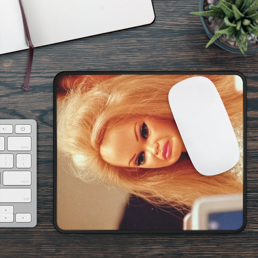 Disgusted Blonde Funny Doll Face Mouse Pad