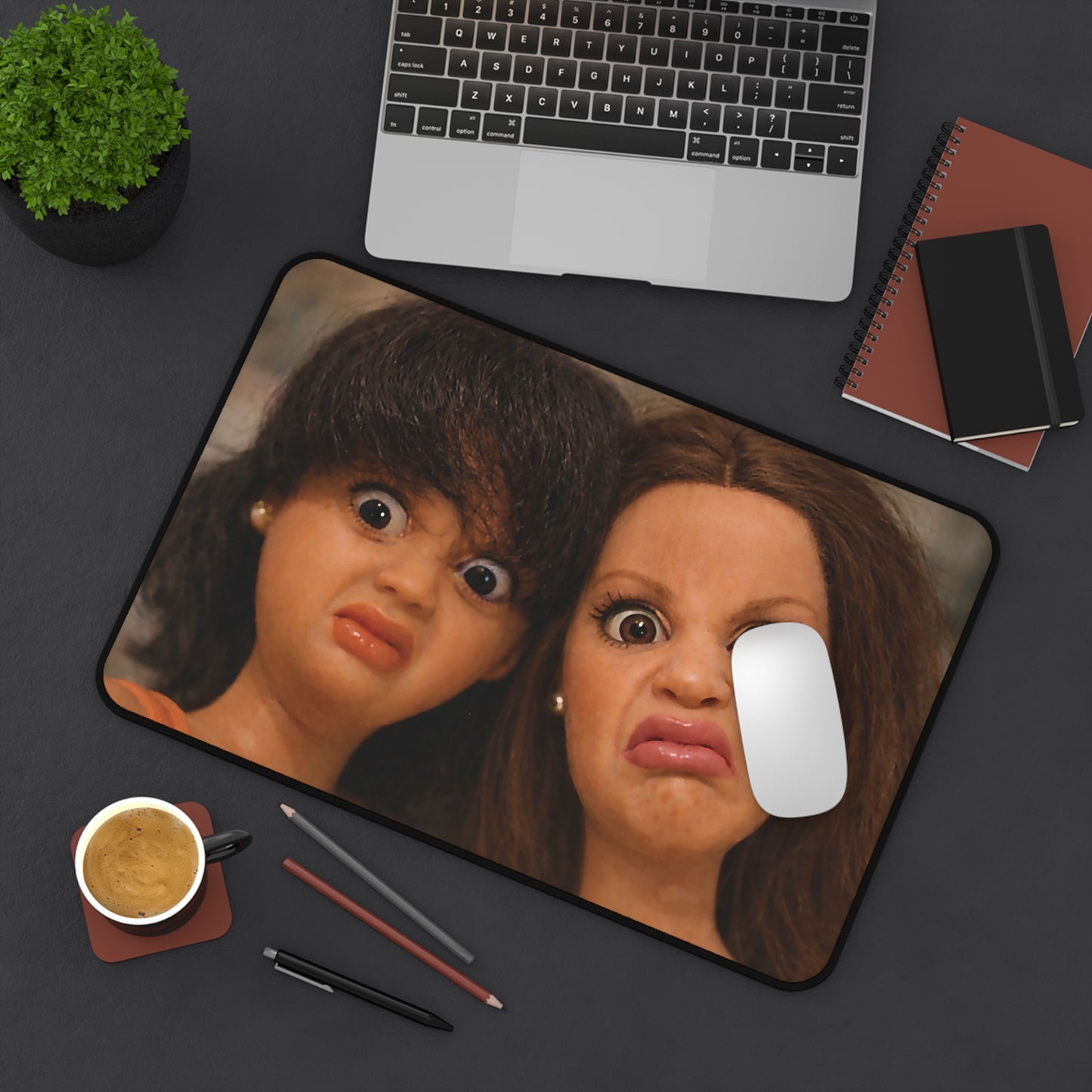 WEIRD Funny Doll 2 Face Meme Quirky Reaction Mouse Pad Desk Mat
