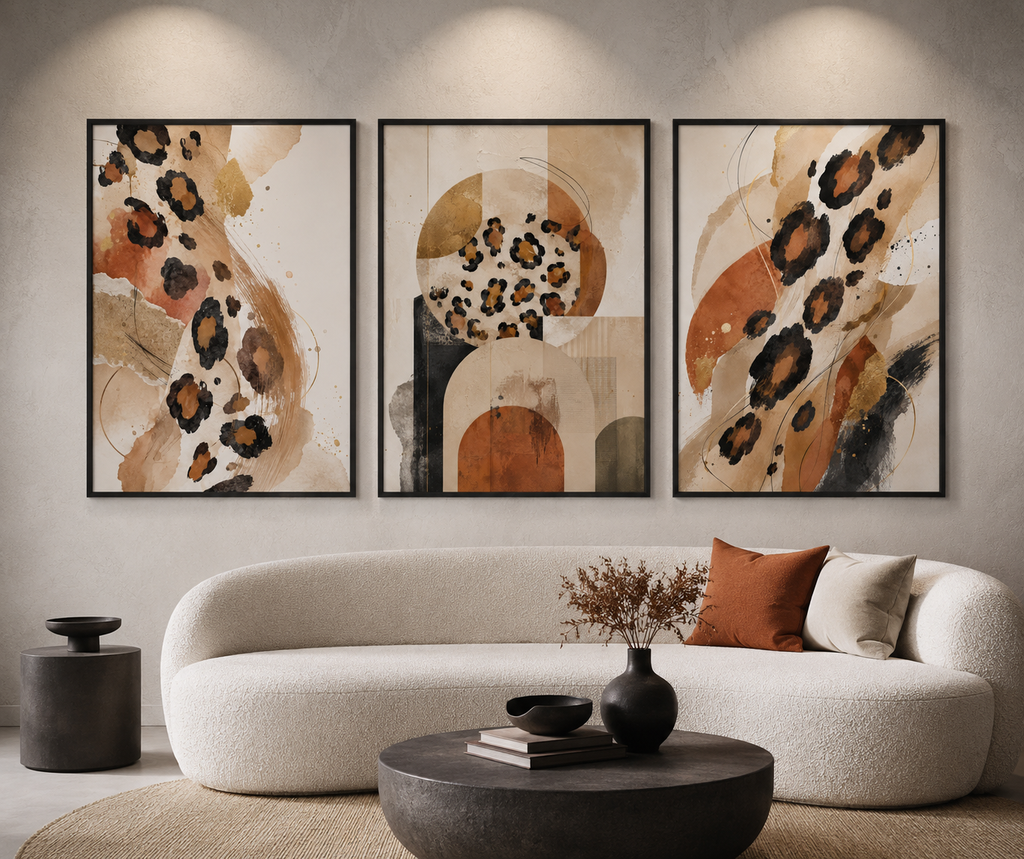 Wild Elegance: MODERN LEOPARD ABSTRACTIONS 3-Piece WALL ART SET