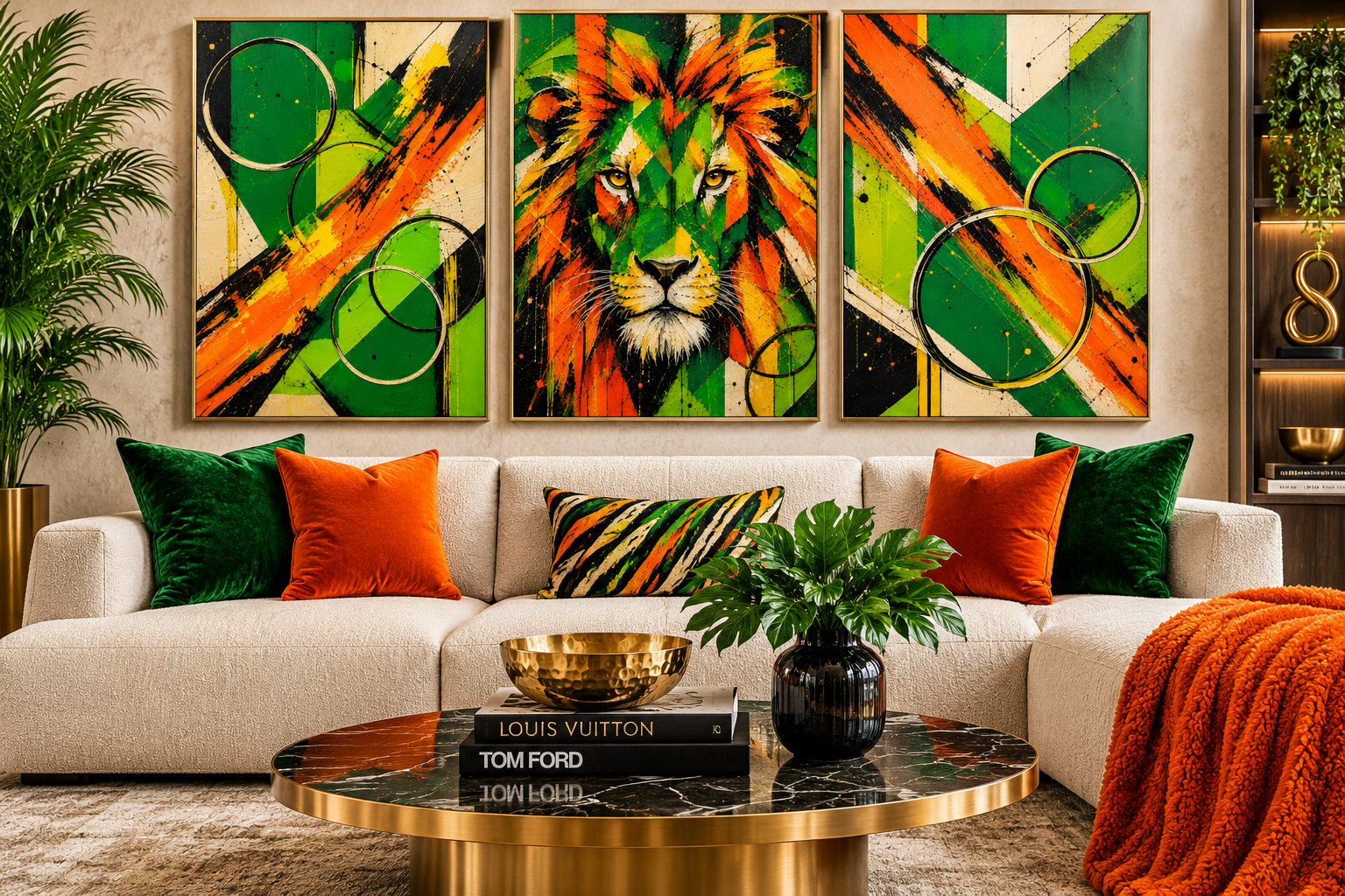 Electric Savannah: Radiant Beast Collection 3-piece TRIPTYCH WALL ART