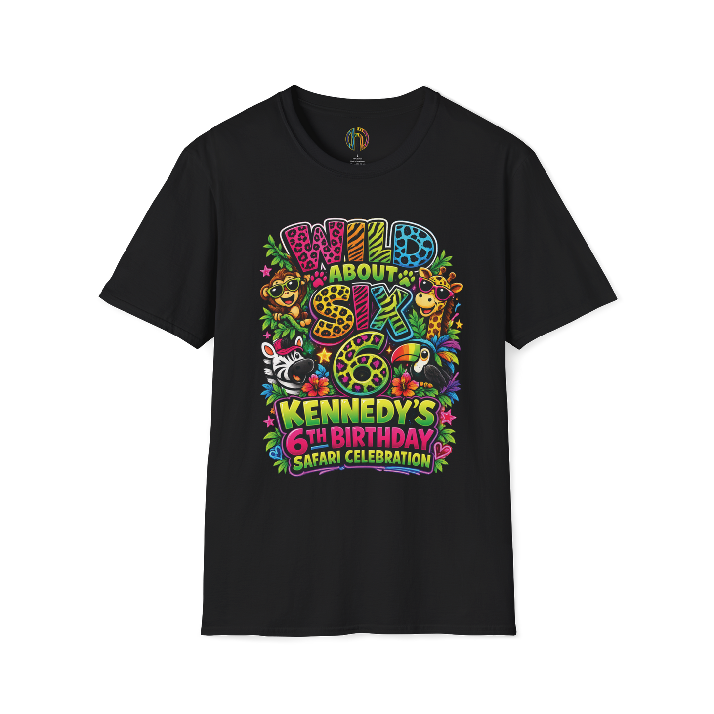 Wild About Six "Kennedy's 6th Birthday Safari Celebration" SOFT Customizable T-Shirt