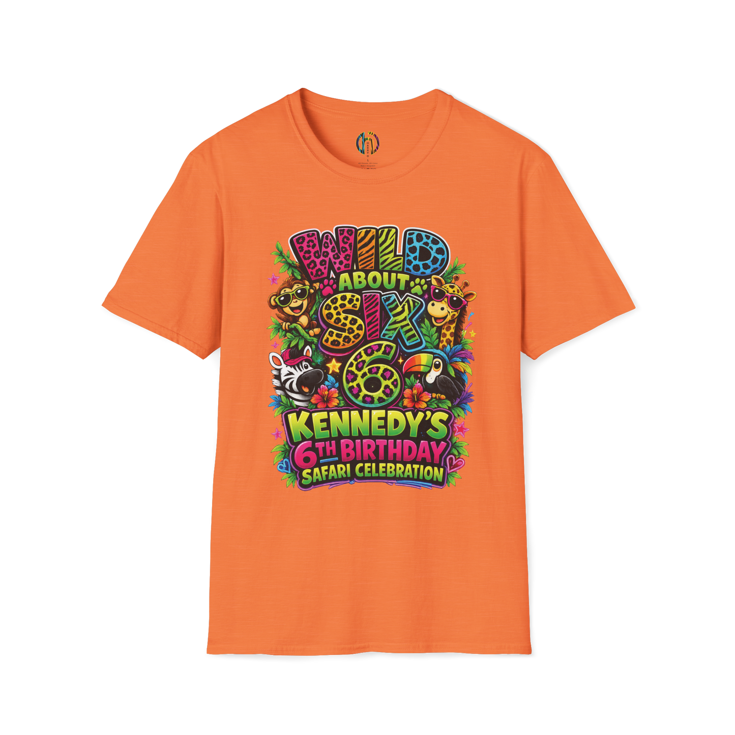 Wild About Six "Kennedy's 6th Birthday Safari Celebration" SOFT Customizable T-Shirt