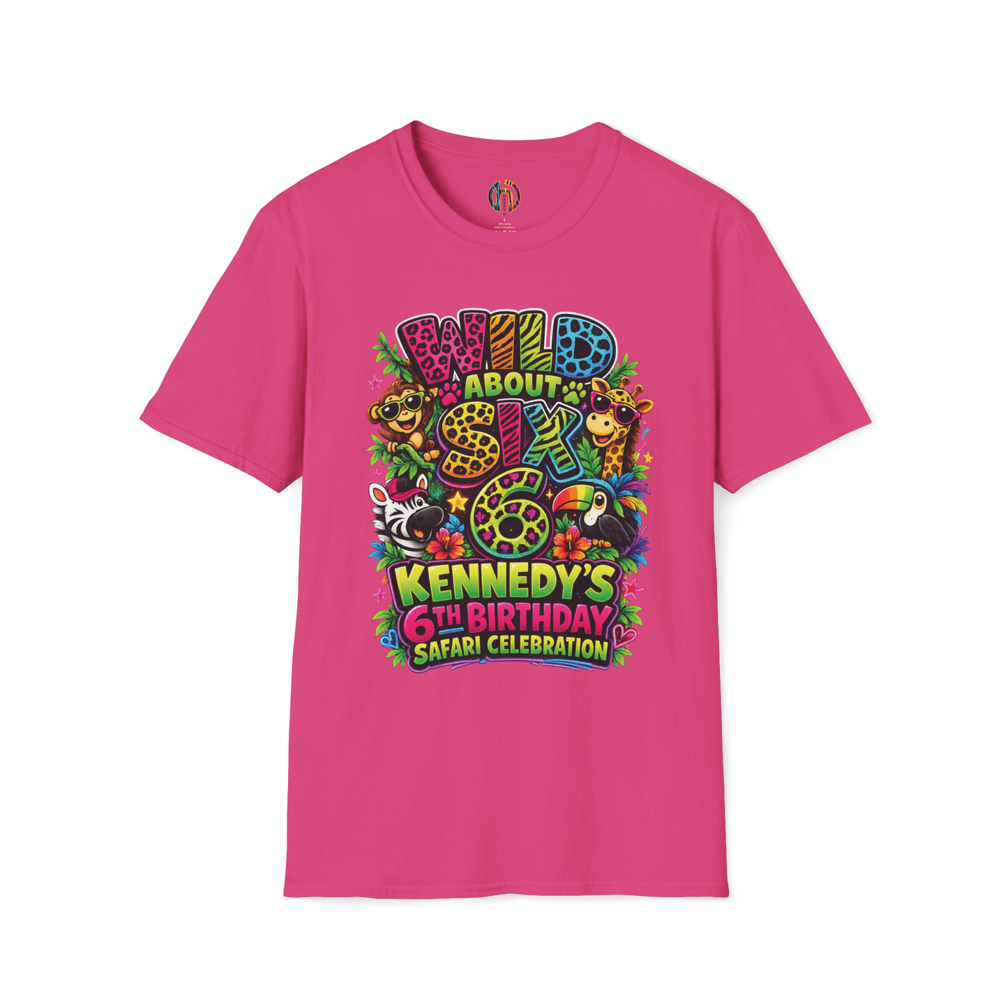 Wild About Six "Kennedy's 6th Birthday Safari Celebration" SOFT Customizable T-Shirt