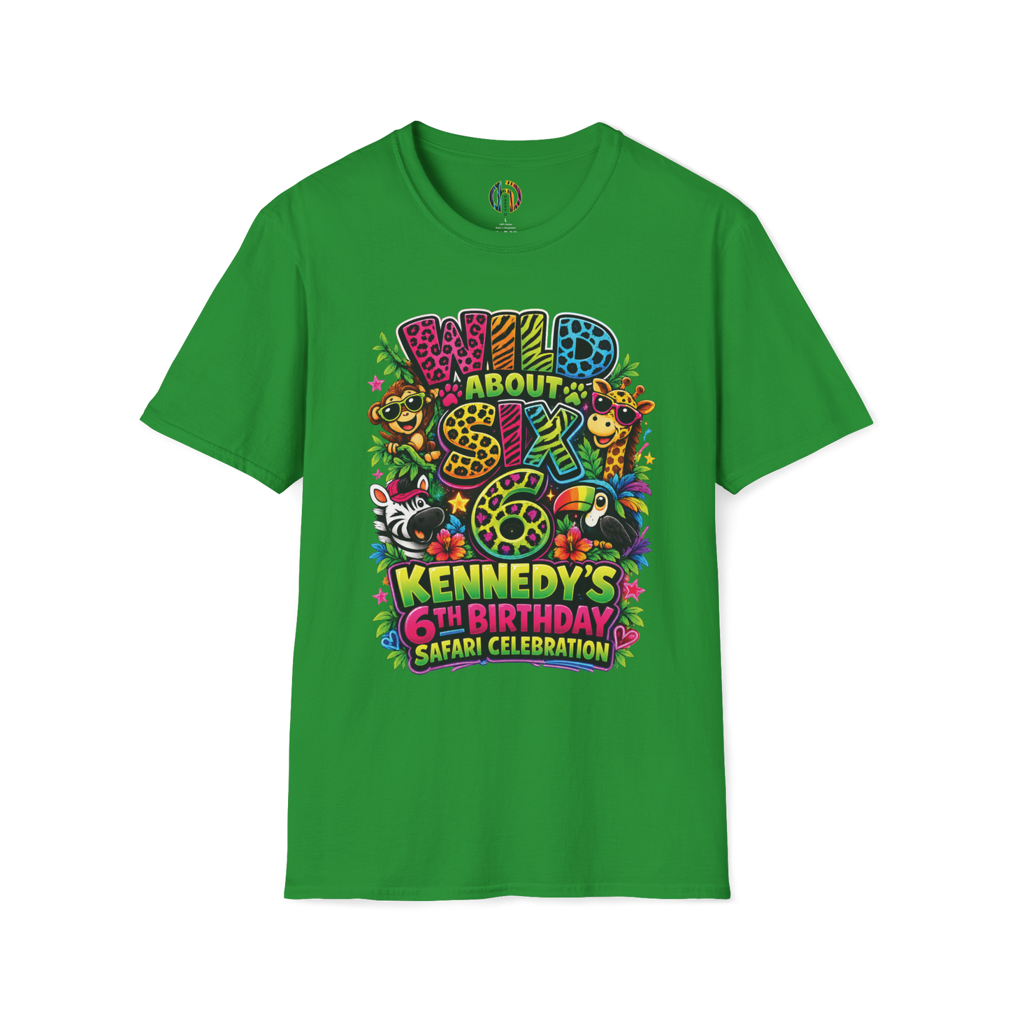 Wild About Six "Kennedy's 6th Birthday Safari Celebration" SOFT Customizable T-Shirt