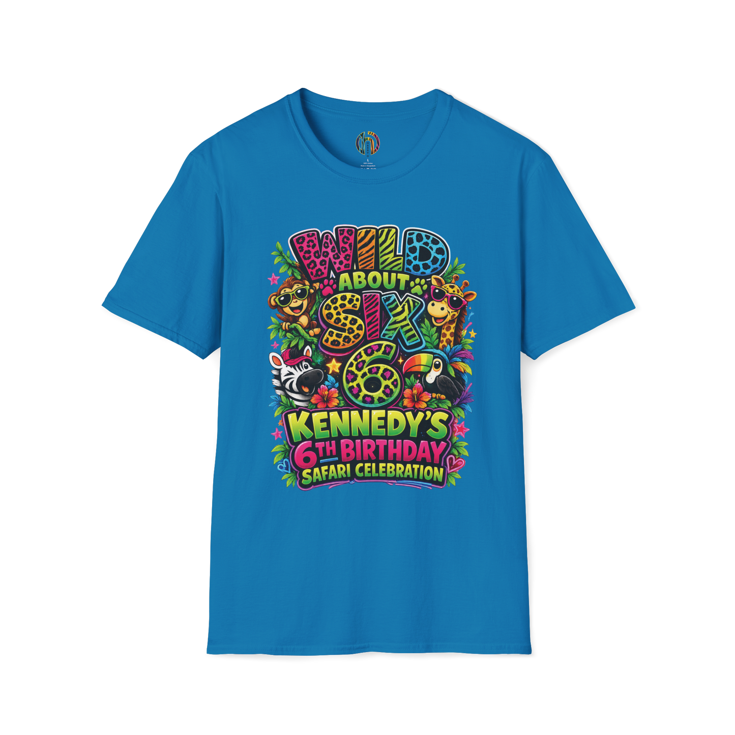 Wild About Six "Kennedy's 6th Birthday Safari Celebration" SOFT Customizable T-Shirt
