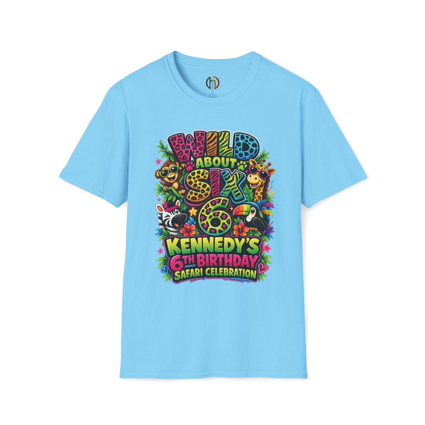 Wild About Six "Kennedy's 6th Birthday Safari Celebration" SOFT Customizable T-Shirt