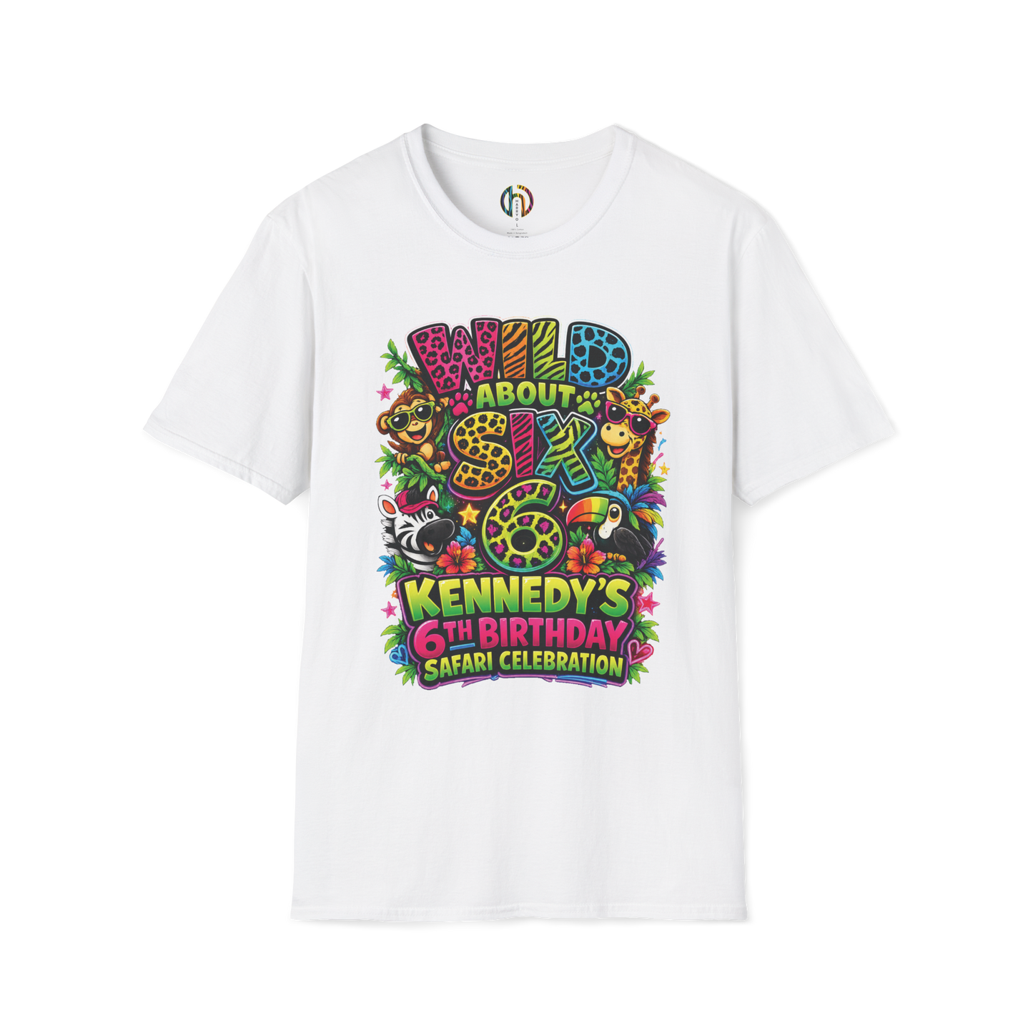 Wild About Six "Kennedy's 6th Birthday Safari Celebration" SOFT Customizable T-Shirt