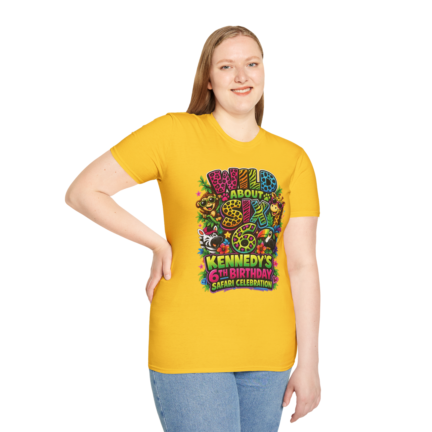 Wild About Six "Kennedy's 6th Birthday Safari Celebration" SOFT Customizable T-Shirt