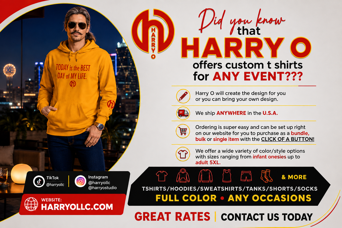 🎨 Custom Apparel for Every Occasion — Designed by Harry O